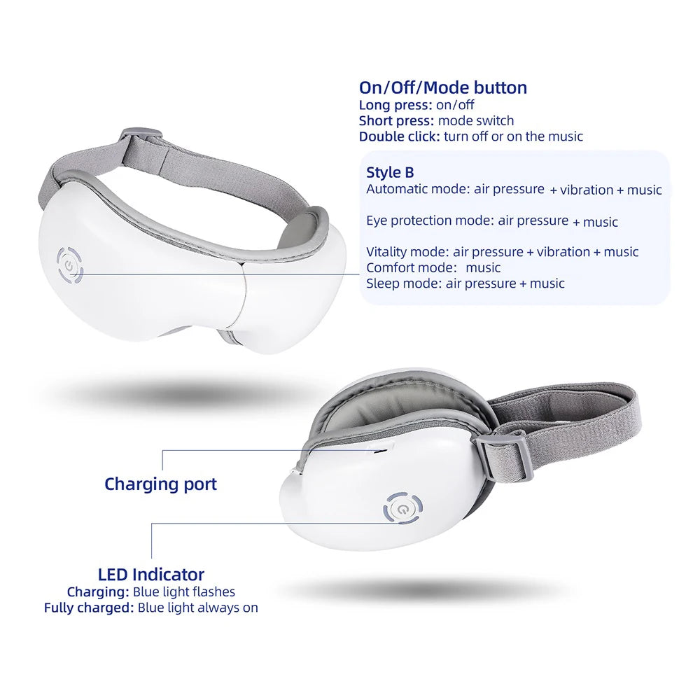 3D Vibration Eye Massager — Heating Airbag & Kneading Relief