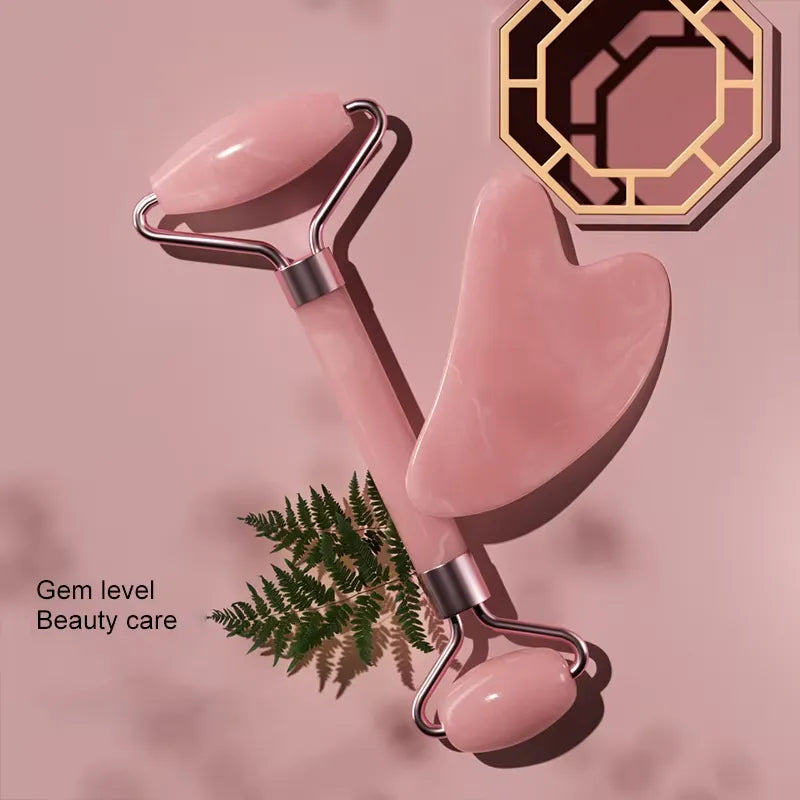 Facial massage roller for skincare in white and pink, showcasing safe materials for an enhanced beauty routine.