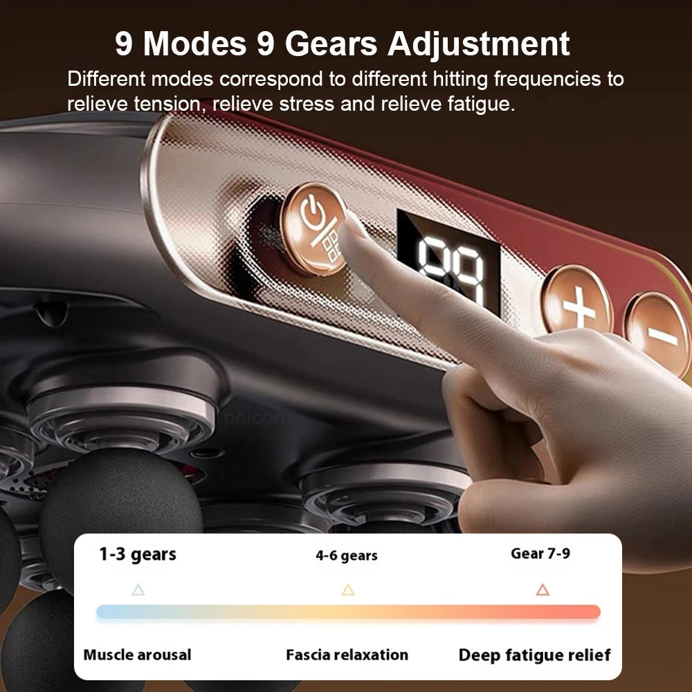 Integrated 6-Head Massage Gun for Ultimate Muscle Recovery with deep massage features.