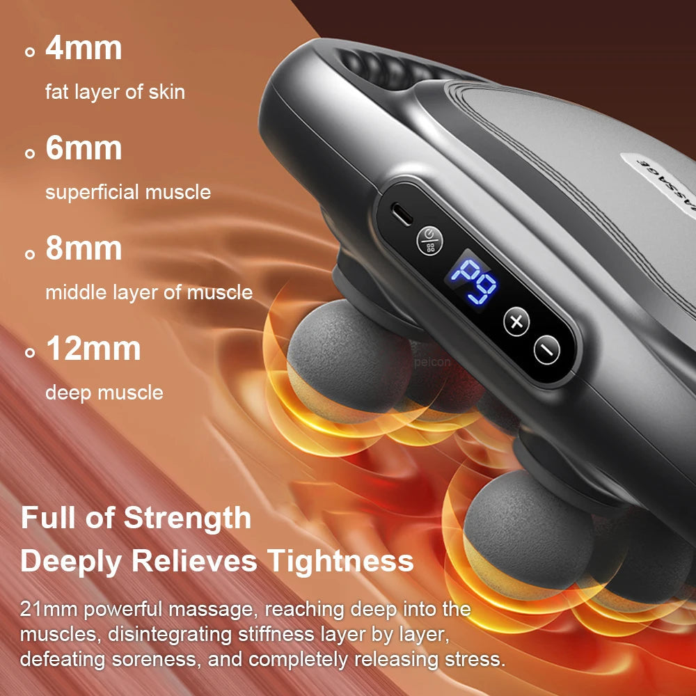 Integrated 6-Head Massage Gun for Ultimate Muscle Recovery with deep massage features.